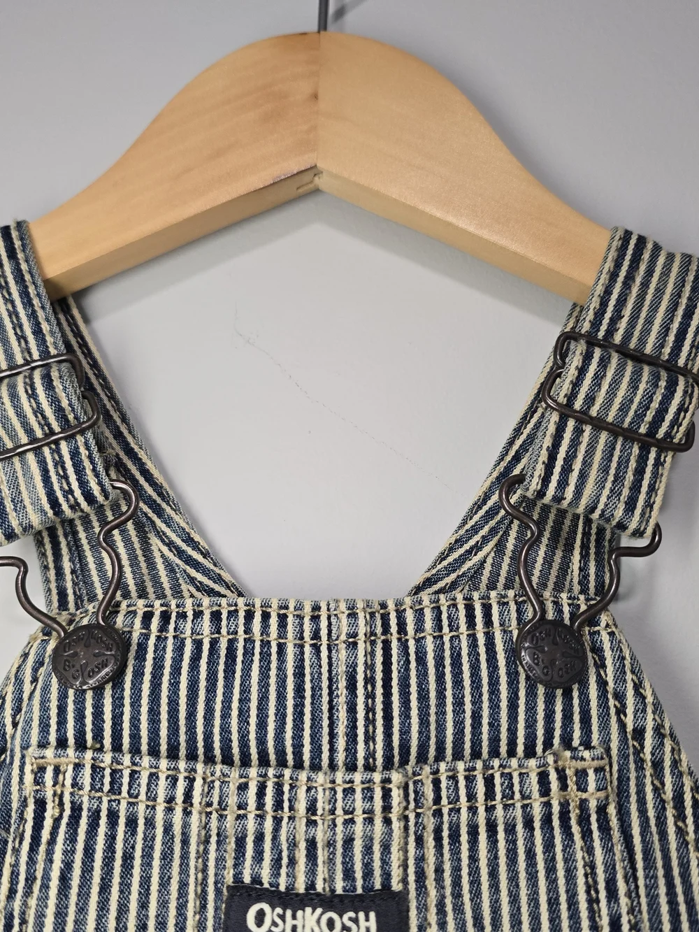 OshKosh B'gosh Striped Kids Overalls - Navy & White